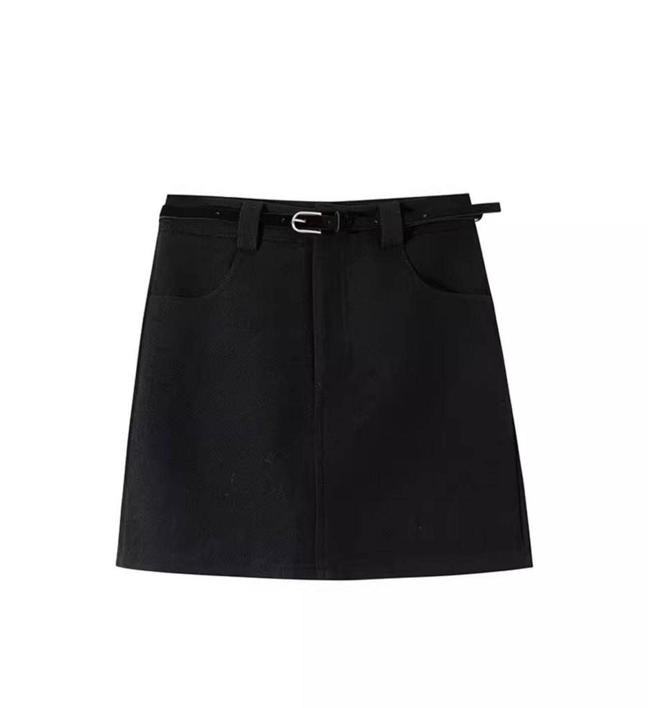 Plus Size Coffee Woolen Pencil Skirt for Women - High Waist, Slimming, A-line, Short Skirt for Spring & Autumn