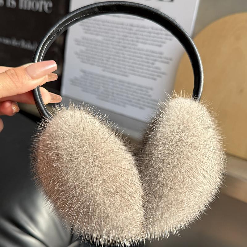 New Winter Luxury Women Warm Real Natural Mink Fur Earmuff Outdoor Fashion Mink Fur Earmuffs Girl Winter Ear Protection