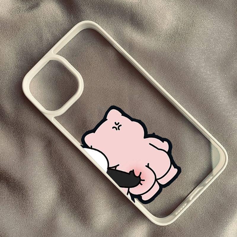 

Cartoon Rabbit Panda Bear Pinch Butt Couple Phone Case For iPhone 11 14 16 15 Pro MAX 13 12 XS SE20 XR 7 8Plus Clear Hard Cover iPhone 13Mini