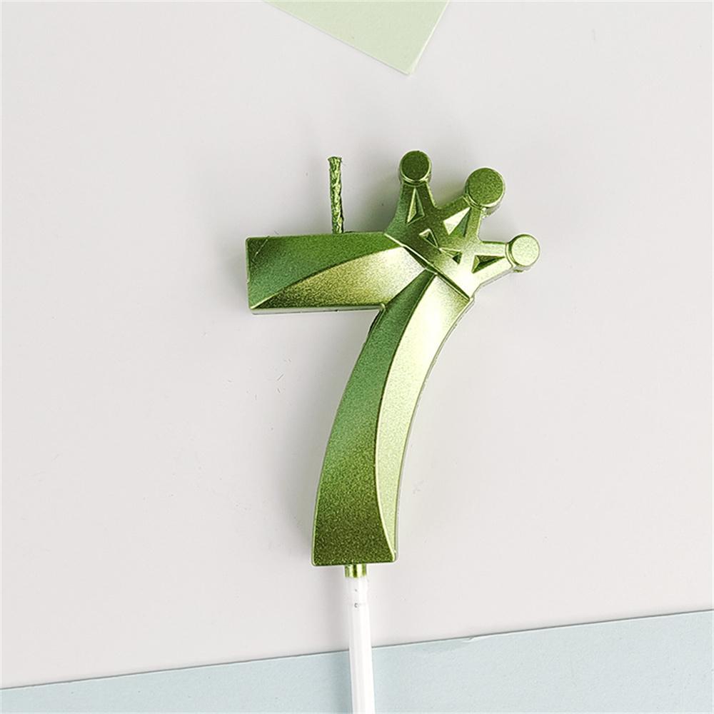 Green Crown Numbers Cake Candles 0 1 2 3 4 5 6 7 8 9 Topper For Wedding Birthday Party Supplies Decoration DIY