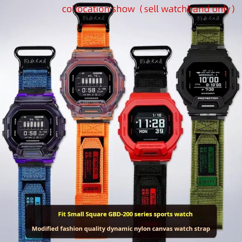For Casio g-shock 3506 GBD-200SM GBD-200 nylon canvas Modified Watch Strap Gbd 200 Men Watchband Stainless steel ring bracelet