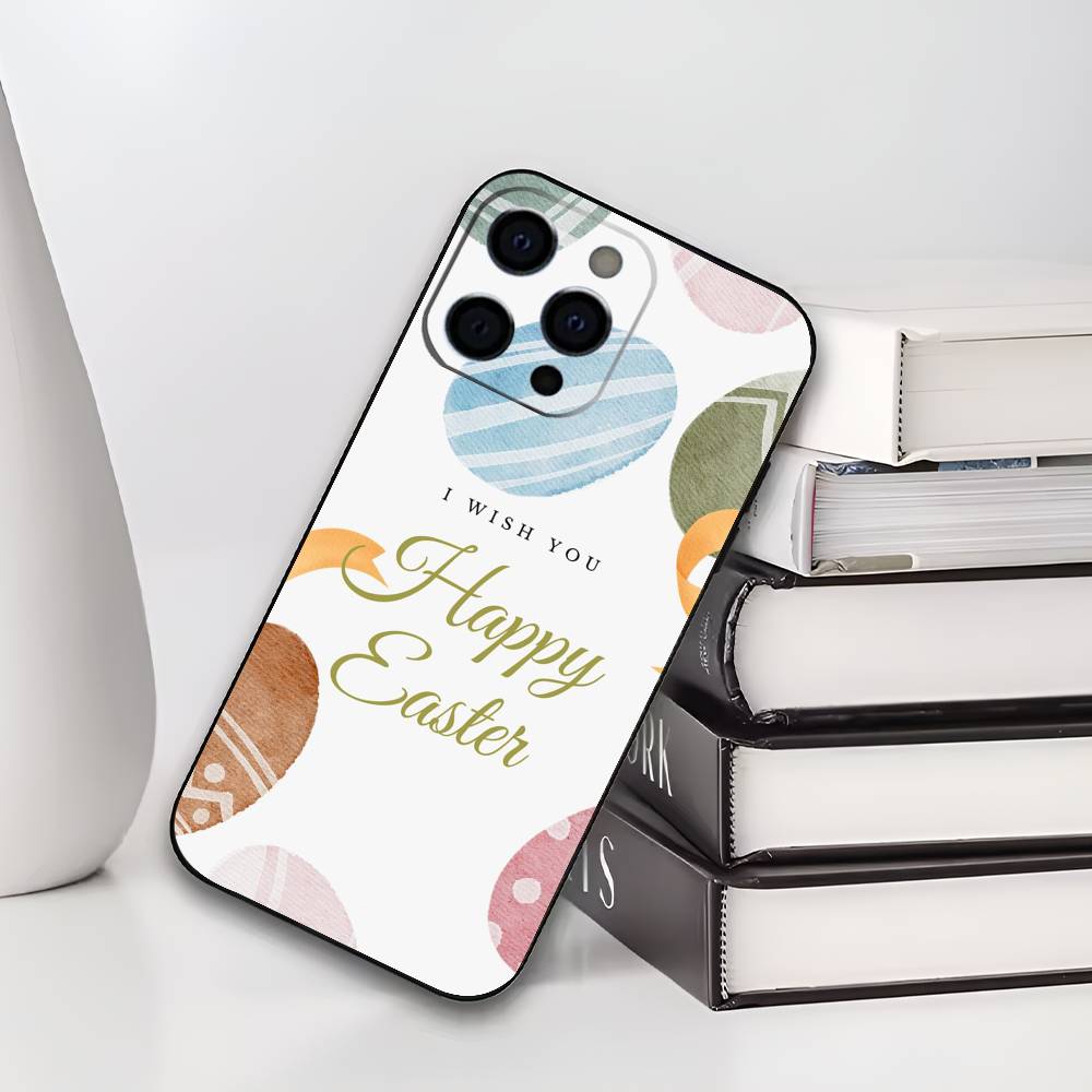 H-Happy Easter To You Phone Case For IPhone 17,16,15,14,13,12,11,Plus,Pro,Max,Plus,XS,soft case Black silicone