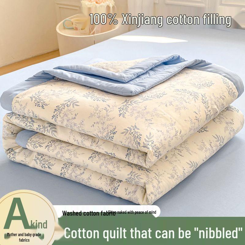 Xinjiang Cotton Summer Quilt - Double or Single Air Conditioning, Machine-Washable, Dorm-Friendly, Lightweight Cool Quilt