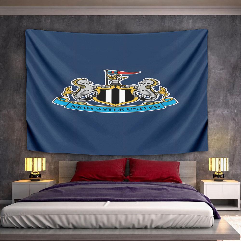 Newcastle United Logo on Blue Background Pattern Wall Hanging Tapestry Decorative Tapestry Home Decor for Bedroom and Living Room