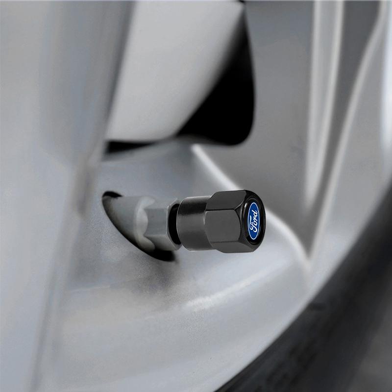 XXUI3 4Pcs/Set Car Wheel Tire Valve Caps Metal Stem Cover For Ford Escape Kuga Mondeo Ecosport Fiesta Focus 2 3 MK1 MK2 Fusion Ranger