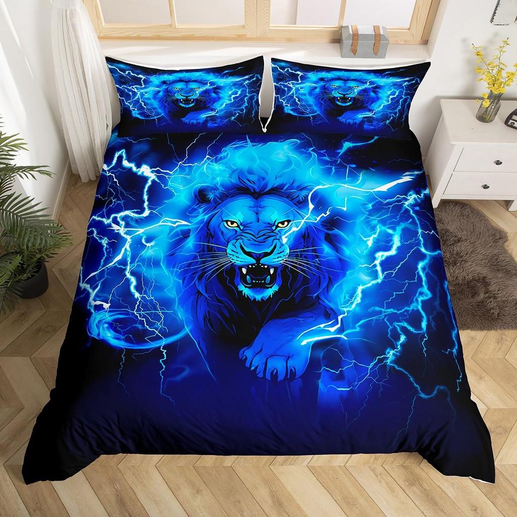 Lightning Duvet Covers for Kids Teens Queen Lightweight Down Quilt Covers Bedroom Decor 2 Pillowcases 1 Duvet Cover No Comforter