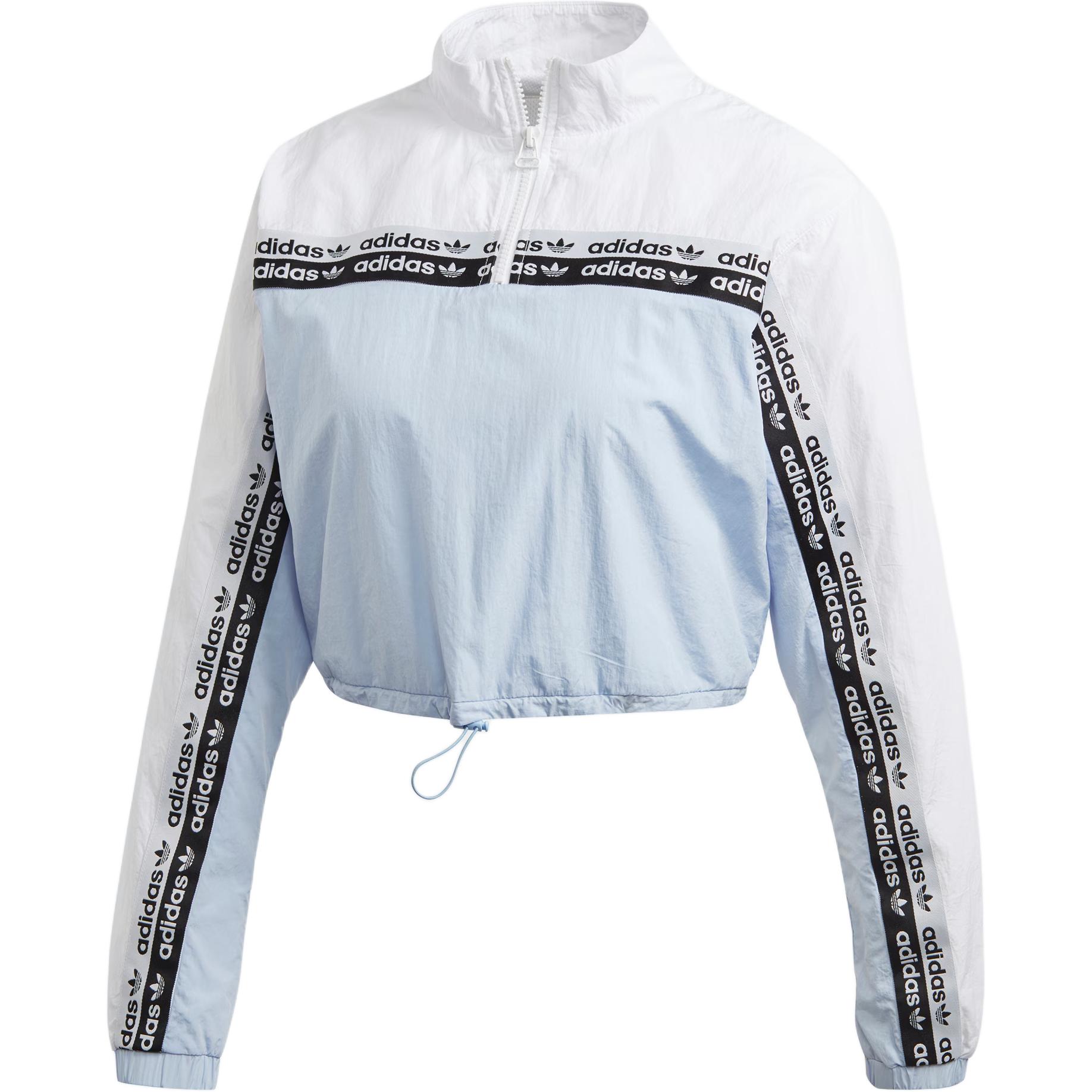 Adidas Originals Cropped Hoodie Sweatshirt Women s Blue EH8714 165/76A/XS