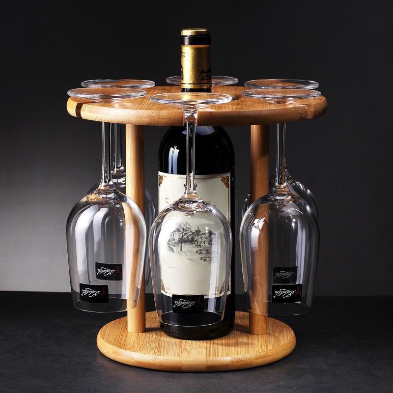 Bamboo Wine Glass Rack - Hanging Shelf Organizer For Home Bar Restaurant