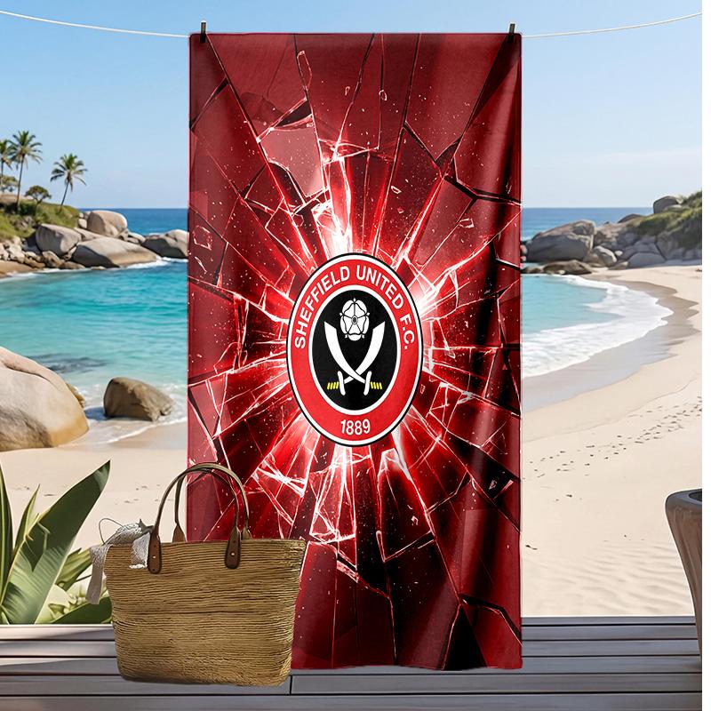 Sheffield United Football Print Beach Towel, Large Soft Quick Dry Towel for Beach Camping Swimming