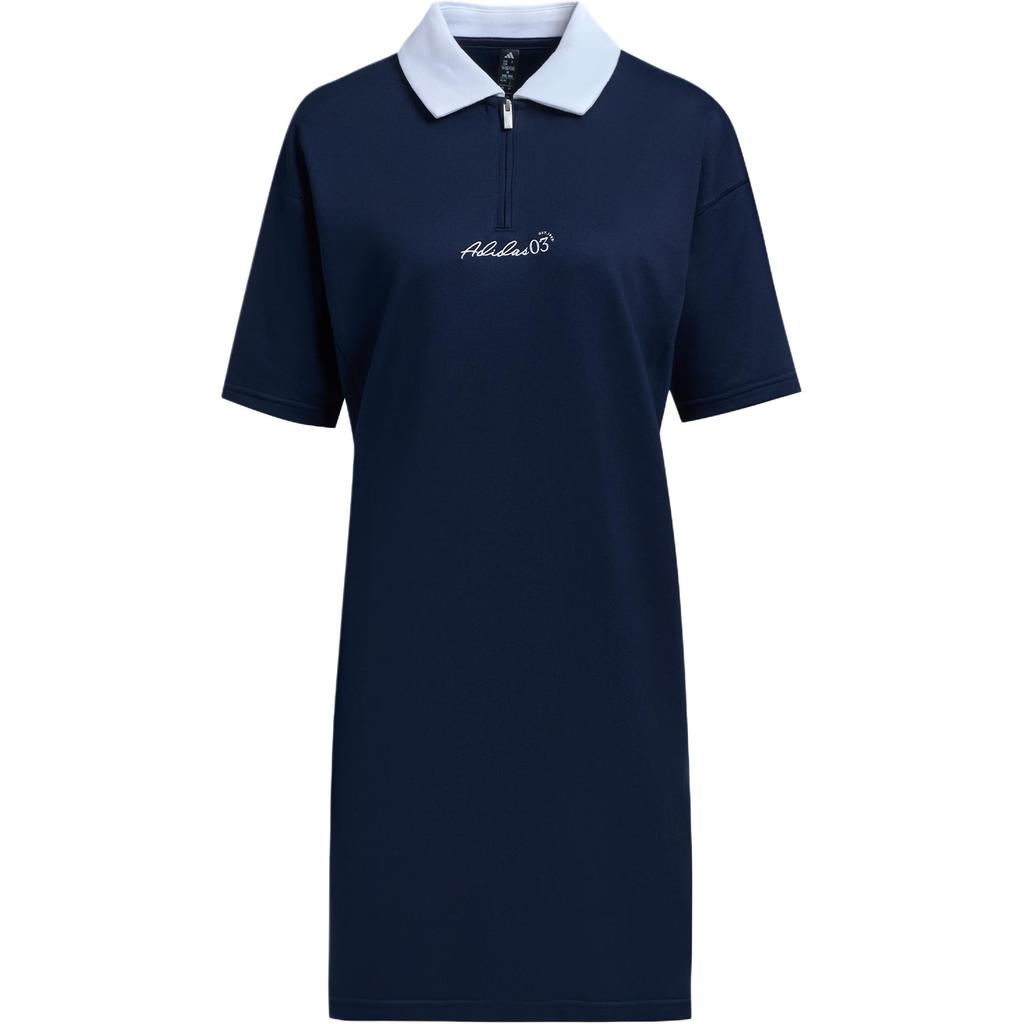 Adidas Verbiage Dress Casual Sports Cool Comfortable Loose Short Sleeve Dress Women Dresses Deep-Indigo JM4329
