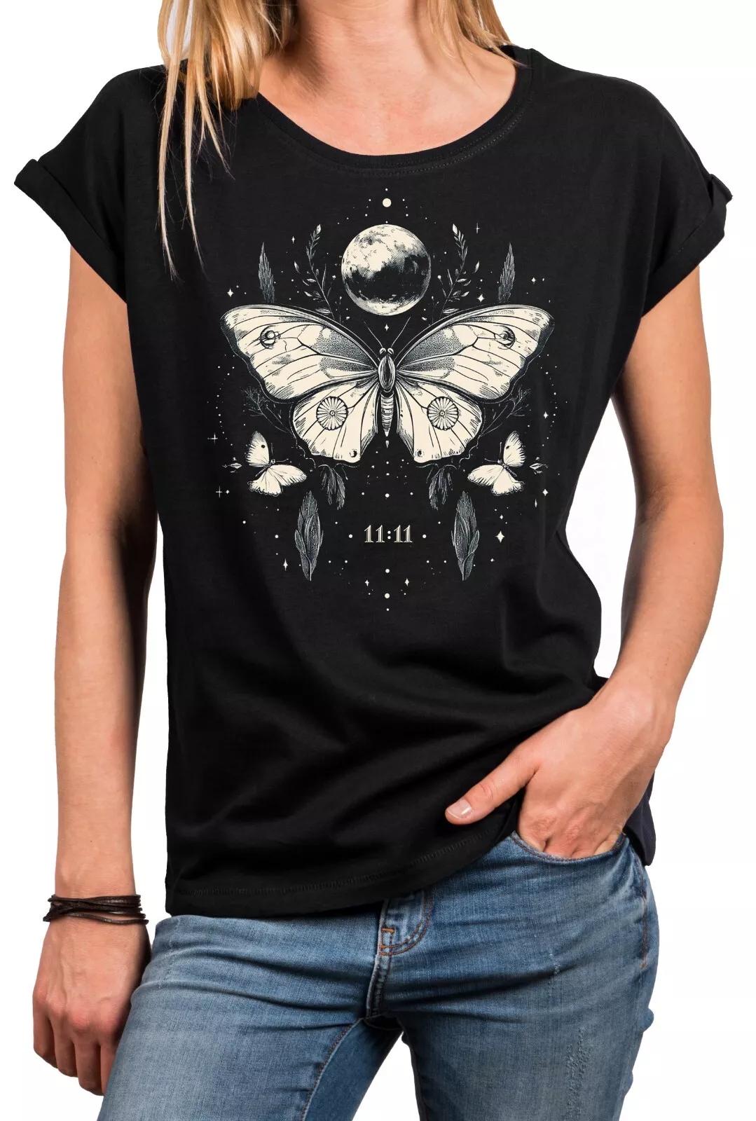 

Ladies Butterfly Print T-Shirt Fashion Summer Graphic Print Top- 4XL