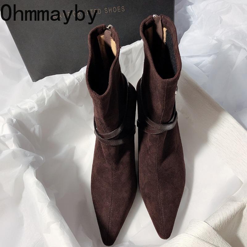 Autumn Fashion Elastic Slim Women Ankle Boots Fashion Party Stripper Female Shoes Ladies High Heel Short Botas Para Mujer