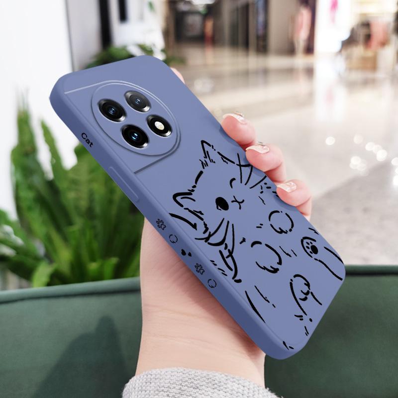 Smart Cat Phone Case For Oneplus 13 13R 12 12R 11 11R 10 10R 10T 9R 9RT 9 8T 8 7 7T Pro 5G Liquid Silicone Cover