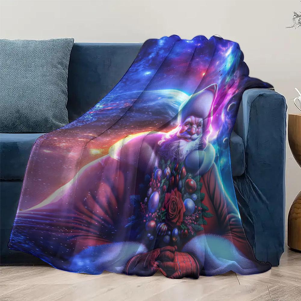 Tuniu Santa Claus Galaxy Christmas Blanket Sofa Bed Throw Warm Cozy Gift for Kids Adults