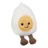 Happy Boiled Egg Stuffed Toy Fun Egg Stuffed Animal for Foodies Sports Fans Playful Expression Doll with Lanyard