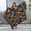 Pizza on Earth Christmas Throw Blanket, Funny Food Theme with Tree Design, Soft Knit Blanket for Holiday Gift and Sofa Decor