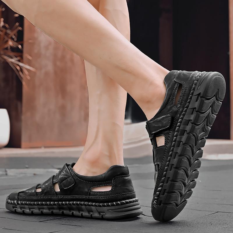 Leather Sandals Summer New Soft-soled Outdoor Casual Shoes Travel Wear-resistant Non-slip Shoes