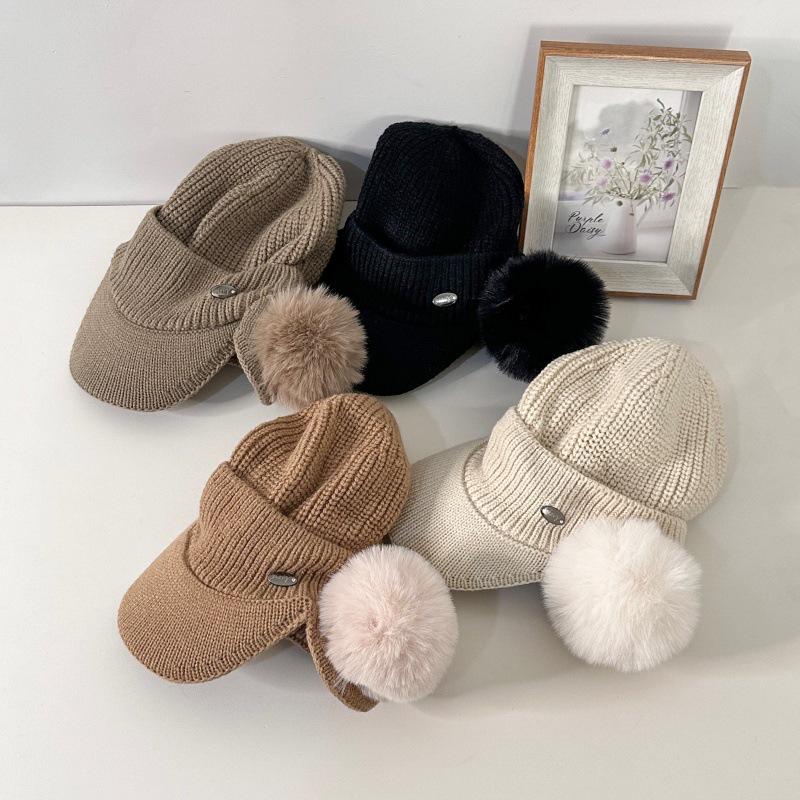 Fluffy Knit Pompom Children's Winter Ear Protection Hat