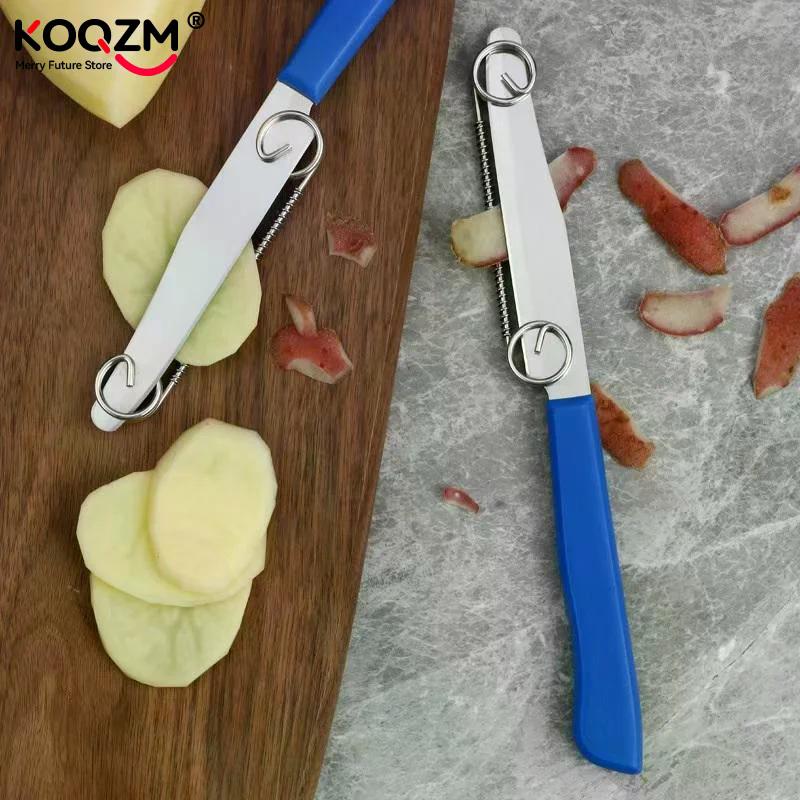 Quick Slicing Cutter Portable Fruit Vegetable Cutter Peeler With Spring For Kitchen Use Stainless Steel Fruit Knives Peeler
