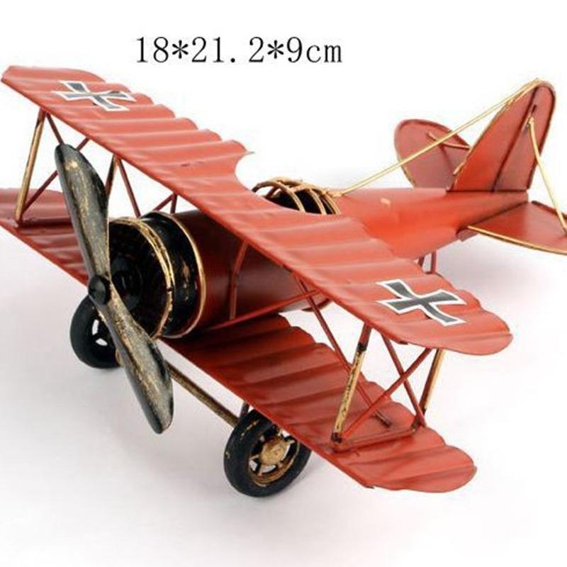 Vintage Metal Airplane Model Retro Iron Aircraft Ornament Nordic Creative Crafts Desktop Decoration Household Decoration Collectible Present