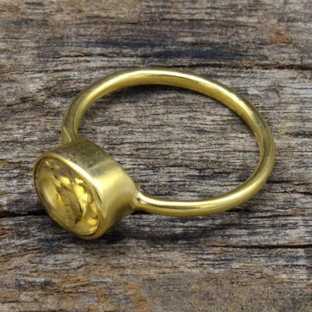 Prsten ze stříbra Citrine 925, ručně vyráběný dámský prsten s drahokamem Citrine Boho