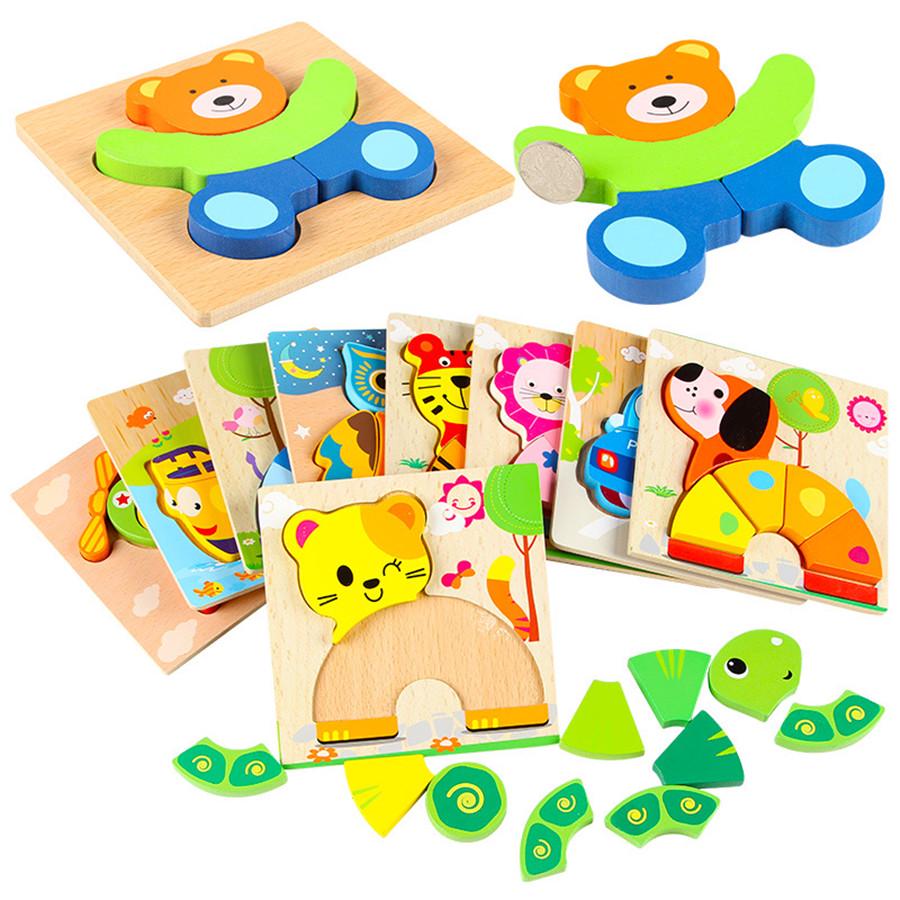 Children Wooden Toy Fruit Animals Transportation 3D Jigsaw Puzzle