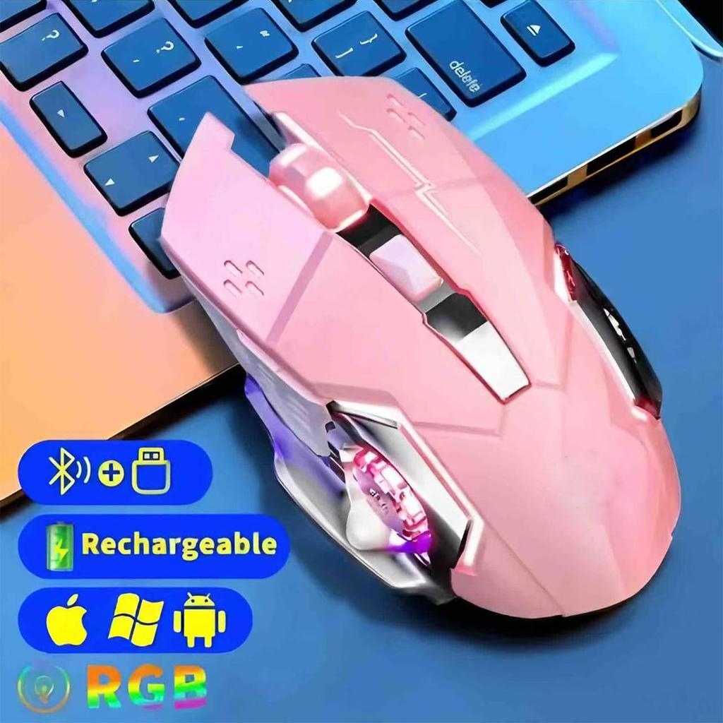 Rechargeable Wireless Mouse 2.4Ghz Bluetooth Gaming RGB Mouse USB Silent Mechanical Backlight E-Sports Gamer Mice For Computer