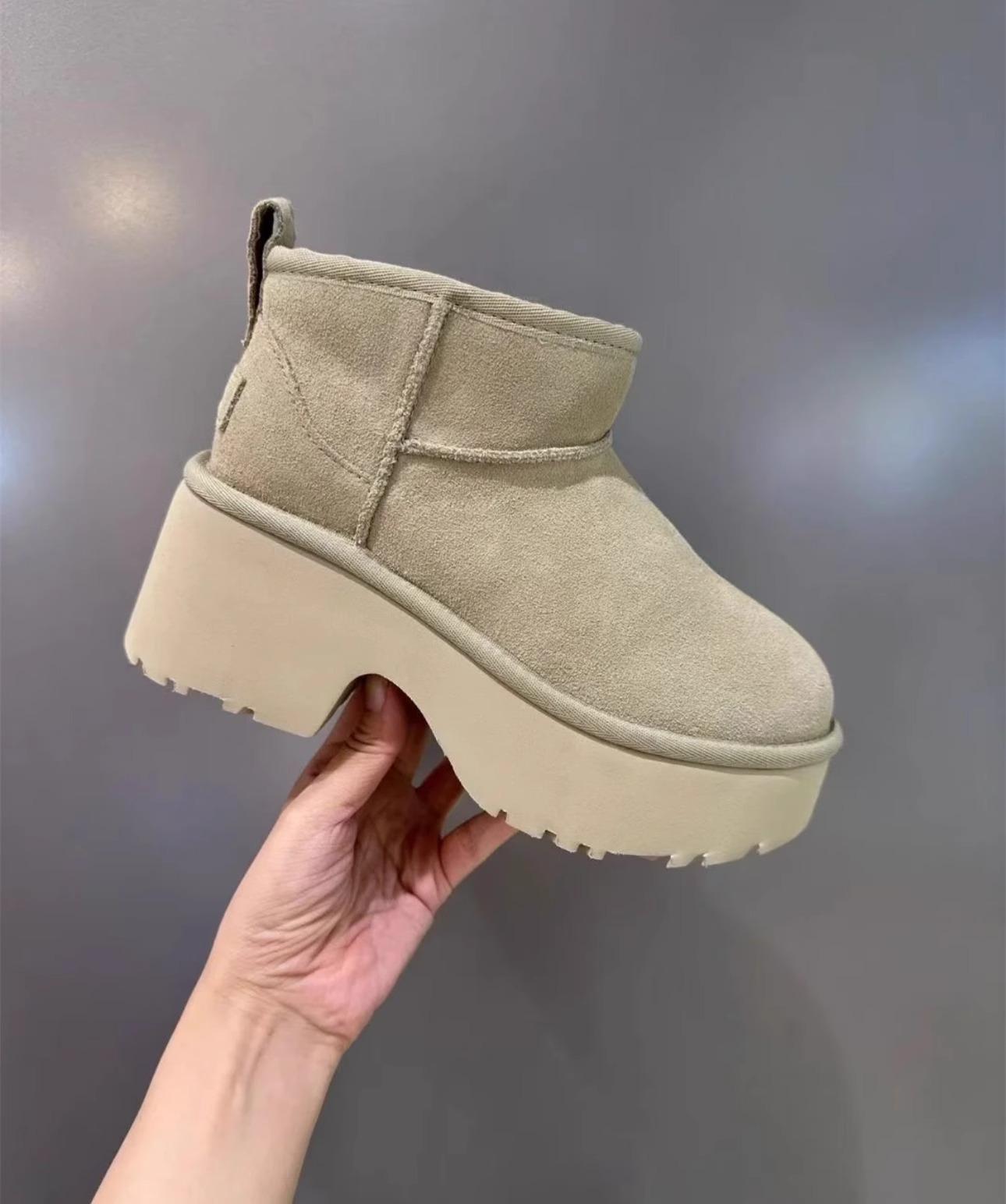 

Модные меховые ботильоны на платформе, женские туфли на высоком каблуке, зимние теплые туфли-лодочки Chelsea на толстом каблуке, тренд 2024 года, повседневные замшевые ботинки Mujer 36 абрикосовый