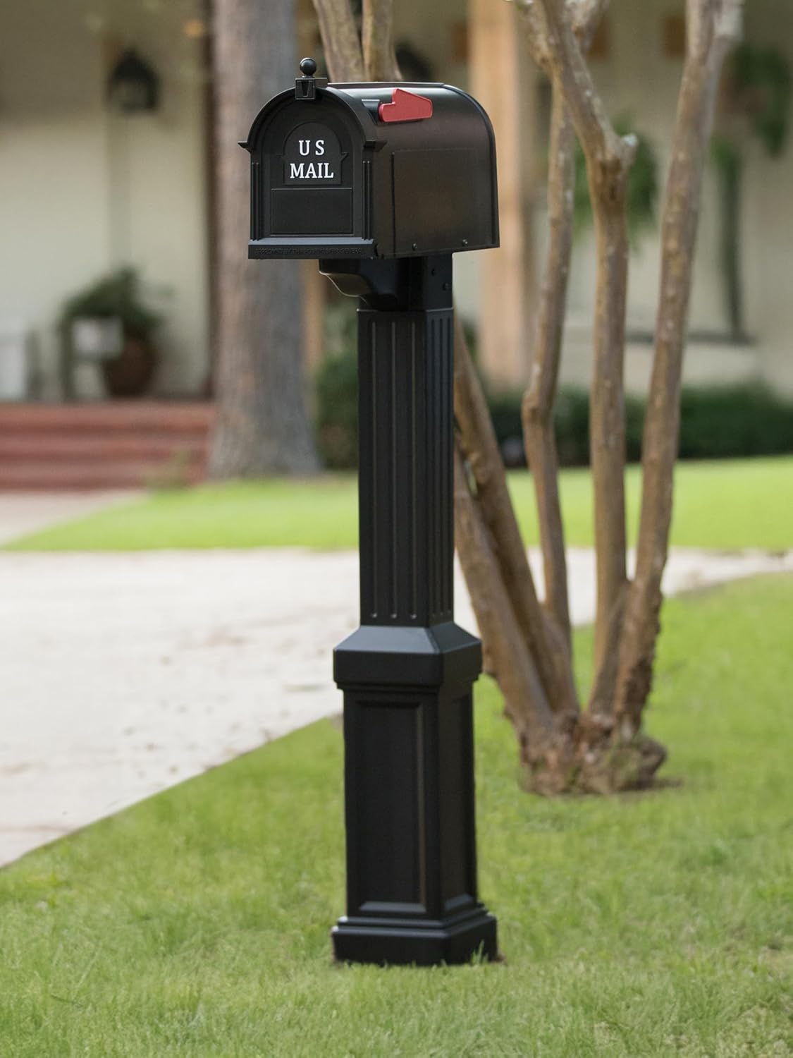 

Post Kit, Large Outdoor Mailbox, Durable Plastic, Easy to Install, Flag Included, Black United States