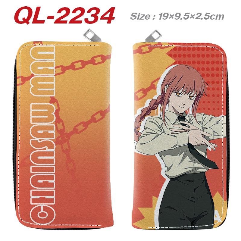 Pochita Chainsaw Man Geldbörse PU-Leder Vollfarbe Lange Reißverschluss-Clutch Anime Kartenhalter