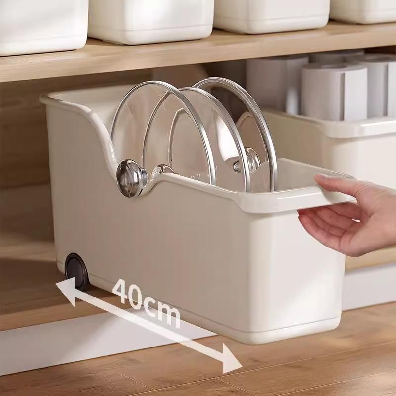 Multifunctional Kitchen Storage Box with Wheels for Pots Spices Utensils Countertop Cabinet Organizer