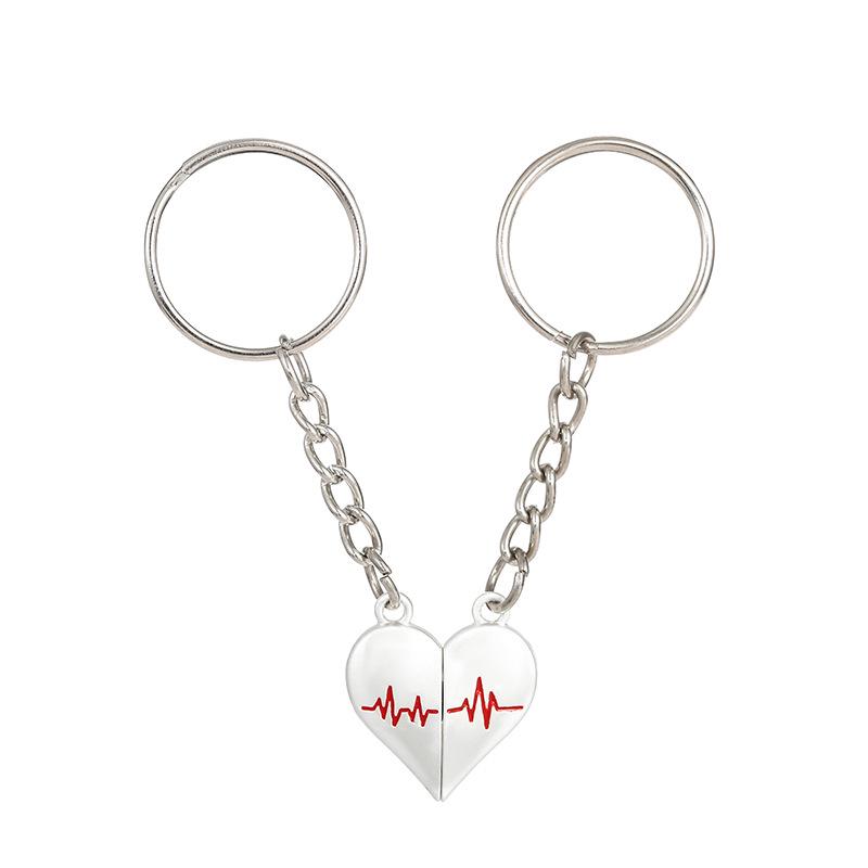 

Creative Love Heartbeat Magnetic Couples Keychain Pendant