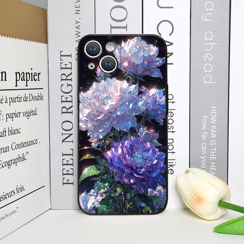 Luxurious White Peony Flower Pattern Phone Case for IPhone 17 16 12 11 14 Plus 13 14 15 Pro Max 12 13 Mini X XSMAX XR Soft Cover