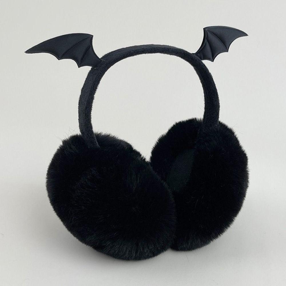 Gothic Foldable Plush Earmuffs Devil Horn Thermal Earmuffs Faux Fur Ear Warmers  Winter Outdoor Use