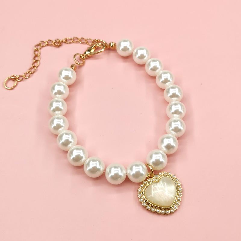 

New pet necklace dog chain cat color shell love collar pet supplies pet accessories S(15-20CM)