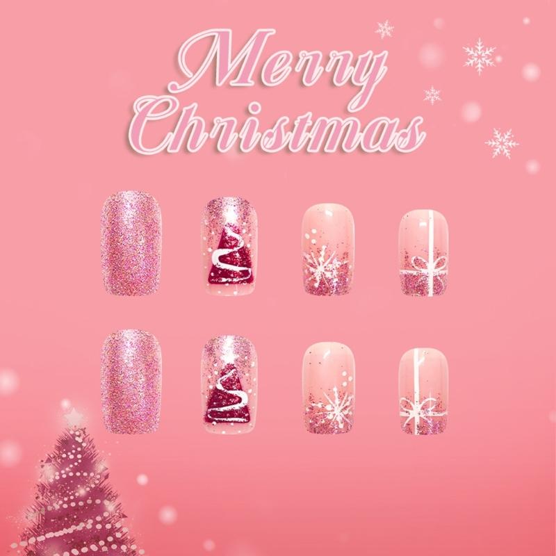 Sparkling Christmas 3D Nail Art Set Featuring Snowflake Patterns And Shimmering Glitters For Holiday Parties Daily Wear