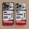 Hot Air Dubai Moscow Label Case for iPhone 16 15 14 Plus 16e 13 12 11 Pro Max 17 Air Soft Cover
