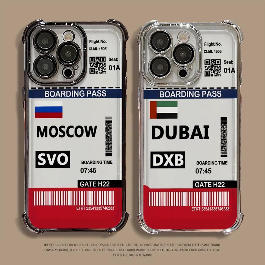 Hot Air Dubai Moscow Label Case for iPhone 16 15 14 Plus 16e 13 12 11 Pro Max 17 Air Soft Cover