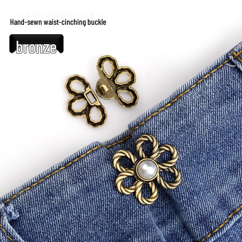 

Metal Six-Petal Flower No-Sew Detachable Waist-Cinching Buckle