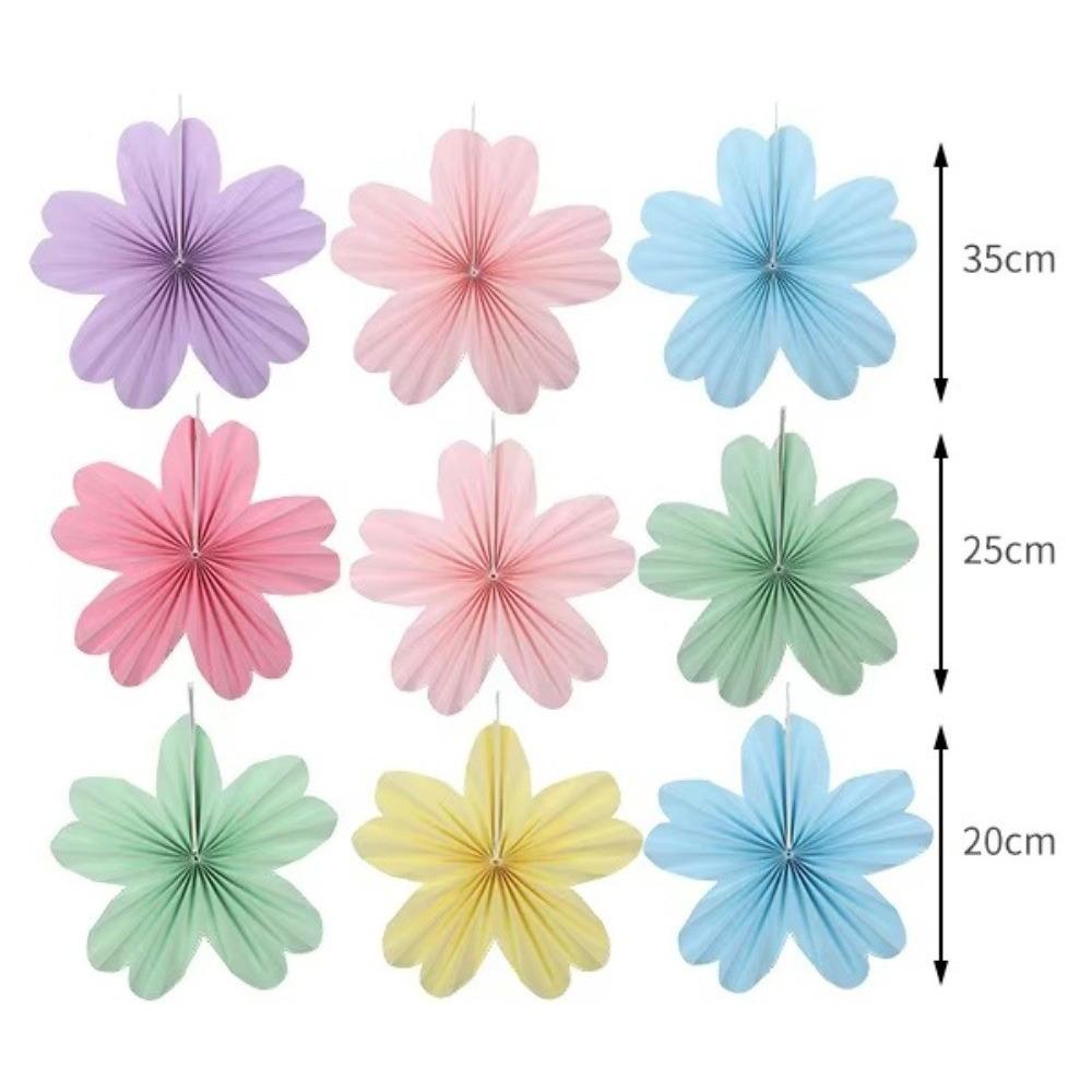 9Pcs/Set DIY Paper Fans Macaron Backdrops Decoration New Wall Hanging Banner  Classroom Background