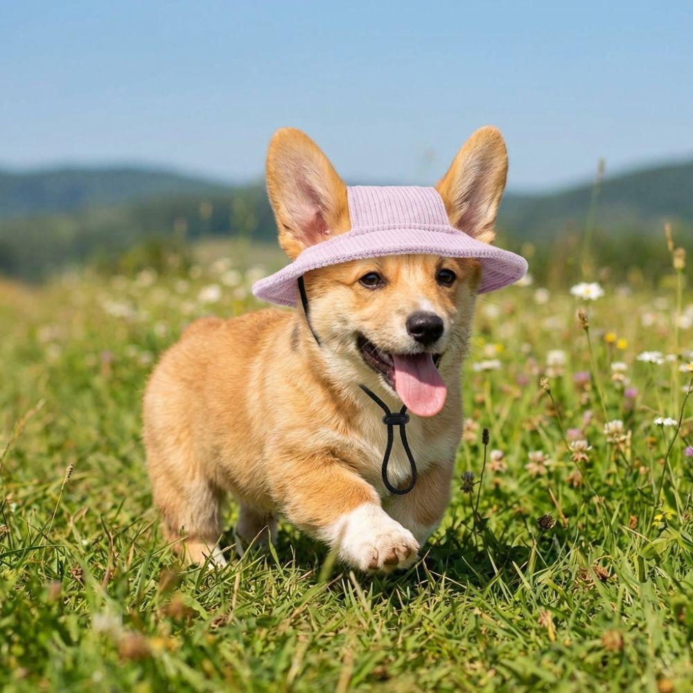 Exposed Ears Corduroy Dog Hat Breathable Pet Sun Hat Fashion Dog Sunscreen Hat  For Dogs Cats
