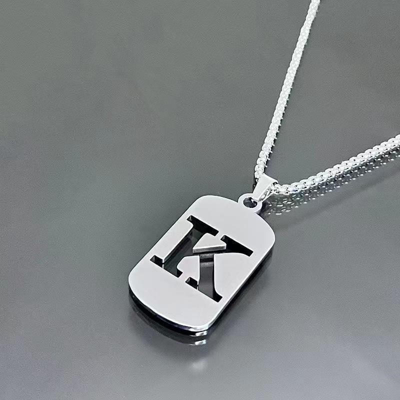 26 Letters English Titanium Steel Necklace Men'S And Women'S Versatile Sweater Sweater Chain Simple Fashion Collarbone Chain