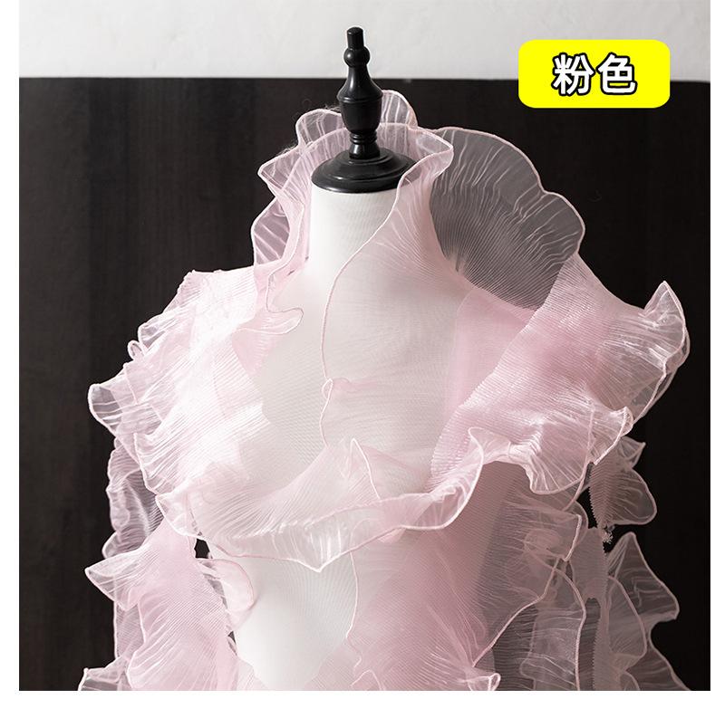 Mermaid Style Colorful Mesh Lace Trim 12CM Width 91CM Length Decorative Ruffled Edge Fabric for Sewing Crafts and Garment Embellishment