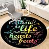 1pc Music Life Chair Carpet for Office, Round Polyester Mat, Indoor Decor for Office, Easycare Fabric, Washable Non-slip Area Carpet