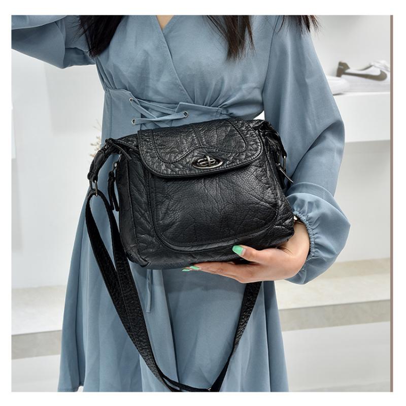 

Высококачественная кожа Новая мода Сплошной цвет Мытая мягкая кожа Cross-body Casual One Shoulder Diagonal Span Bag