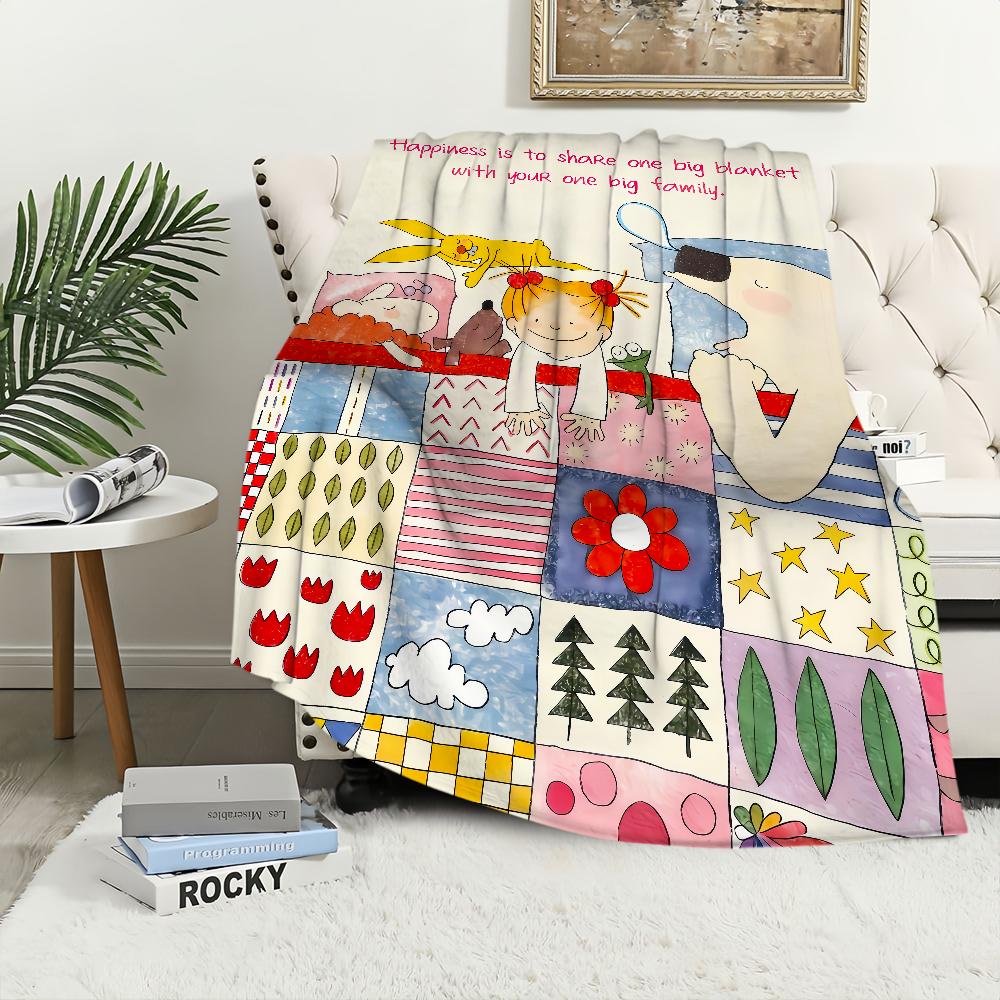 Cute Cartoon Funny Girl Art C-coco Chan Flannel Warm Comfort Soft Plush Blanket for Sofa Living Room Office Bedroom Travel Gift
