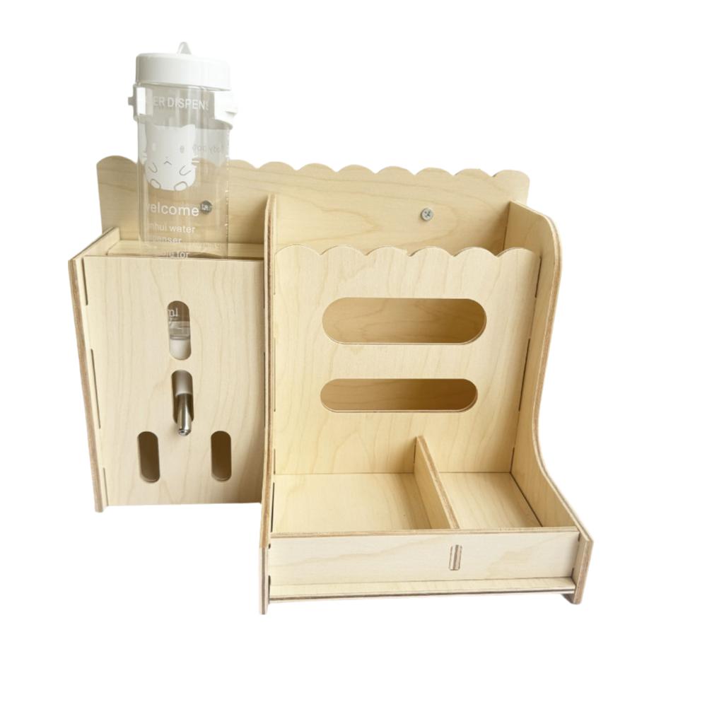 Multi-functional 2 in 1 Rabbit Hay Feeder Detachable with Bottle Rabbit Food Manger Bite Resistant Guinea Pig Feeder Habitat