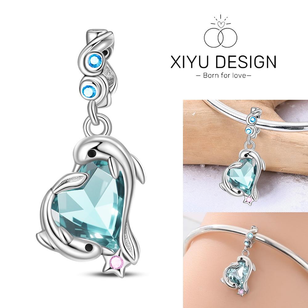 Kupfer Blau Ozean Serie Perlenanhänger Passend Für Das DIY Armband Der Marke Damenschmuck Freundin Geschenke