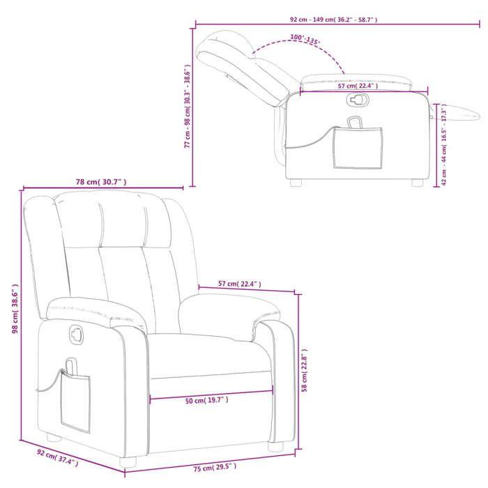 VidaXL Fauteuil de Massage Inclinable, Chaise avec Repose-pieds, Siège avec Dossier et Accoudoirs Salle de Séjour, Moderne, 373573