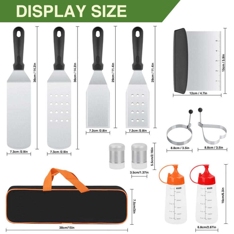 Griddle Accessories Kit 13PCS HeavyDuty Stainless Steel Spatula Set for Blackstone Flat  Grill Outdoor Cooking